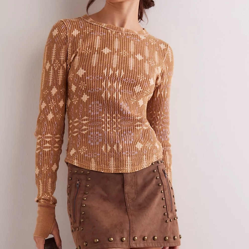 FREE PEOPLE We The Free Pretty Little Thermal-Latte Combo - Size XS - NWT